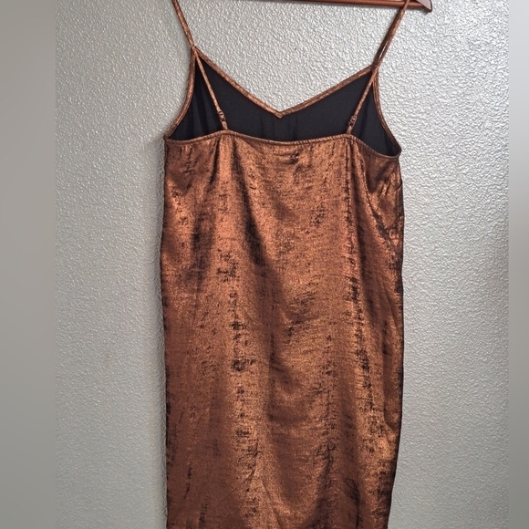 NWT Bronze Shimmering Slip Dress Size M - Picture 9 of 10